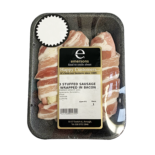 Stuffed Sausage Wrapped In Bacon 3pk