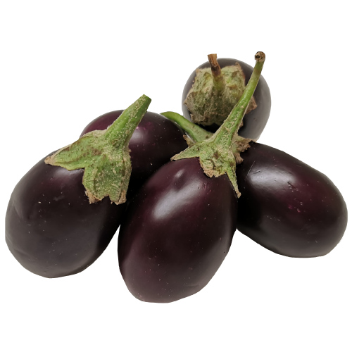 Pink Round Aubergines.