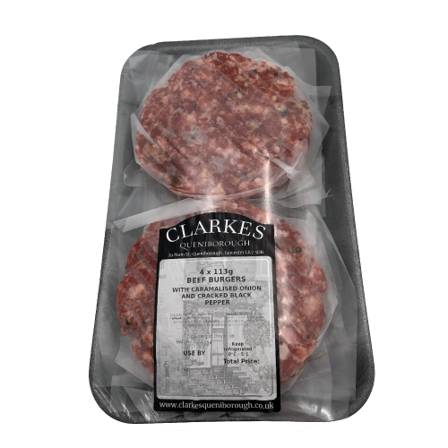 Clarkes 4 X 4oz Beef Burgers
