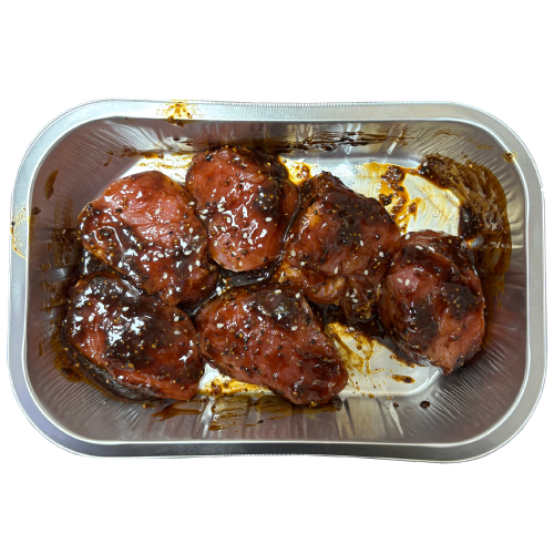 Pork Medalions In Black Garlic Glaze